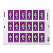 Lila Geschenketiketten für Weihnachtengel Adressaufkleber (Vorne)