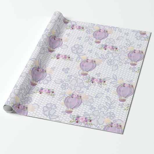 Lila Geschenkpapier, Babydusche Geschenkpapier (Ungerollt)