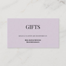 Lila Geschenkregisterkarte Begleitkarte