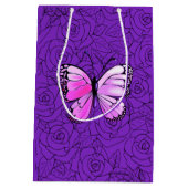 Lila Geschenktasche mit Schmetterling - Farbe ausw Mittlere Geschenktüte (Rückseite)