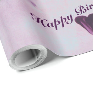 Lila Geschenkwrap mit Herz Geschenkpapier