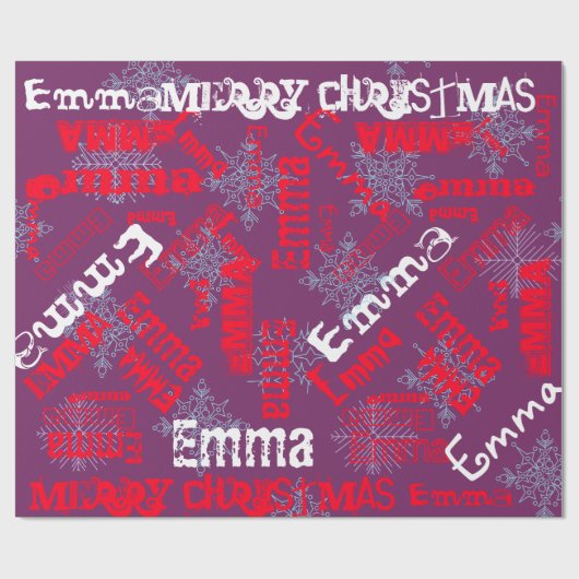 Lila Geschenkwrap Personalisiert, Schneeflocken Geschenkpapier (Flach)