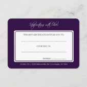 Lila Geschenkzertifikat "Grau Damask" und "Eggplan (Rückseite)