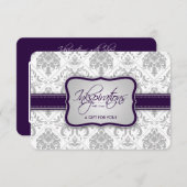 Lila Geschenkzertifikat "Grau Damask" und "Eggplan (Vorne/Hinten)