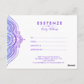 Lila Geschenkzertifikat von Mandala Postkarte (Rückseite)