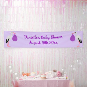Lila geschlechtsneutrale Baby-Storch-Baby-Party Banner