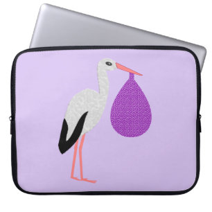 Lila geschlechtsneutrale Baby-Storch Laptopschutzhülle