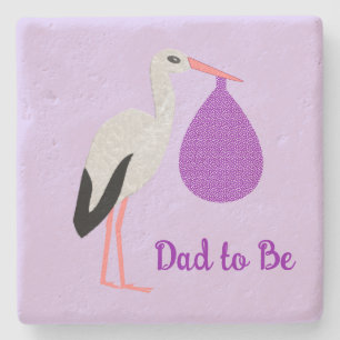Lila geschlechtsneutrales Baby Storch Dad to Be Steinuntersetzer
