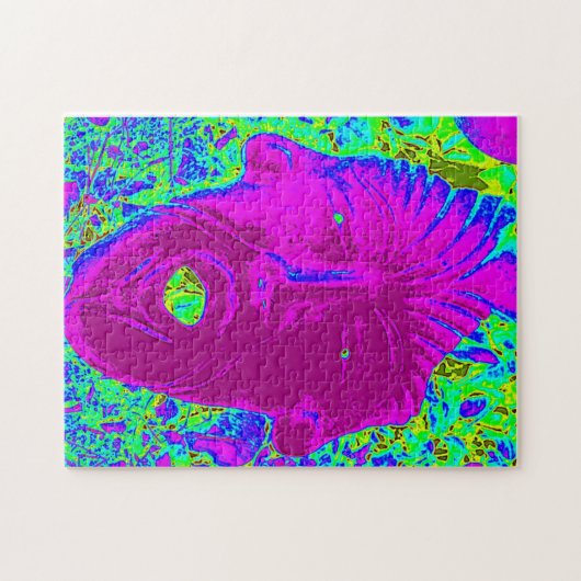 lila Gesicht im grünen Rätsel Puzzle (Horizontal)