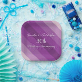 Lila gestreift 30. Hochzeitstag Pappteller (Party)