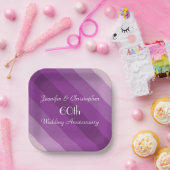 Lila gestreift, Name 60. Party zum Jubiläum Pappteller (Party)