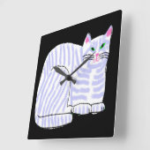 Lila gestreifte Katze Abstrakt Art Quadratische Wanduhr (Winkel)