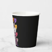 Lila gestreifte Katze Grüne Augen Bonbons Schwarze Pappbecher (Links)