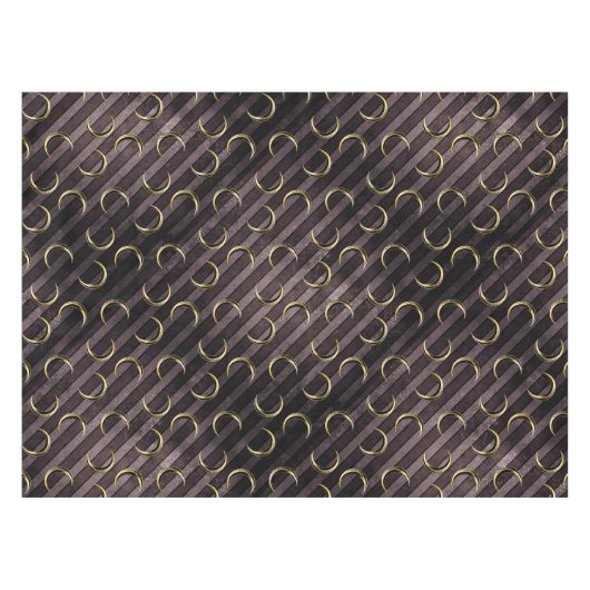 Lila gestreiftes Goldmondmuster, gotisch Vintag Tischdecke (Vorderseite (Horizontal))