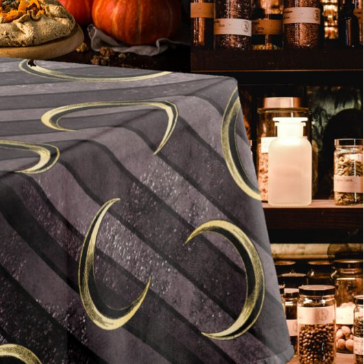 Lila gestreiftes Goldmondmuster, gotisch Vintag Tischdecke