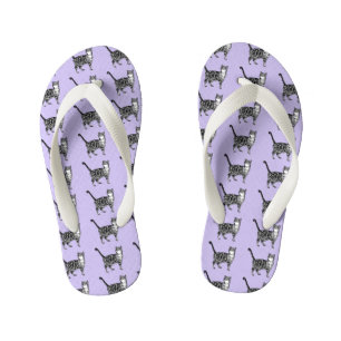 Lila gestreiftes Tabby Cat Beach Flip Flops Thongs Kinderbadesandalen