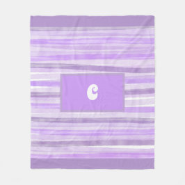 Lila gestrichelte Monogramm Fleecedecke