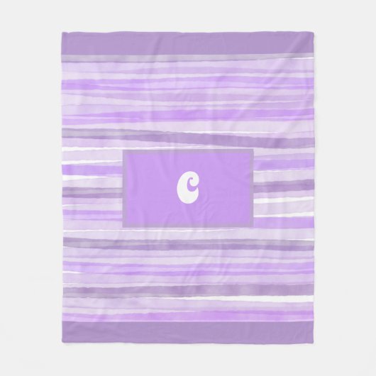 Lila gestrichelte Monogramm Fleecedecke (Vorderseite)