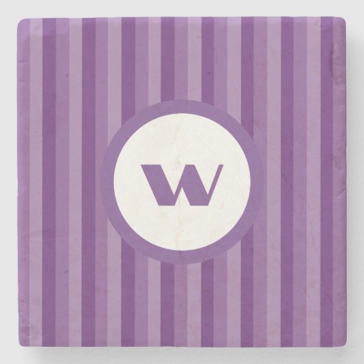 Lila gestrichelte Monogramm im Länderstil Steinuntersetzer (Vorderseite)