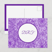 Lila gestrichene Blume mit Monogramm Postkarte (Vorne/Hinten)