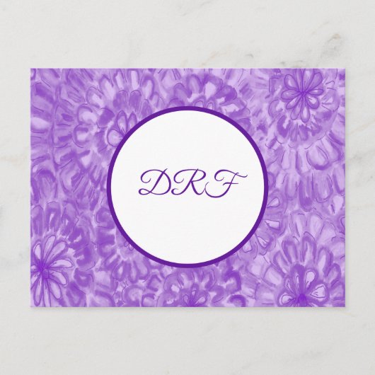 Lila gestrichene Blume mit Monogramm Postkarte (Vorderseite)