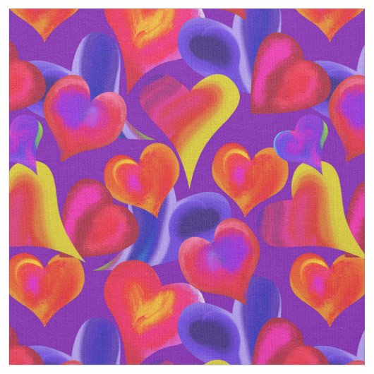 Lila gestrichene Herzen | Valentine's Day Stoff (Nahaufnahme)