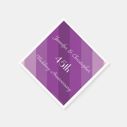 Lila gestrippte Napkins, 45. Hochzeitstag Serviette (Ecke)