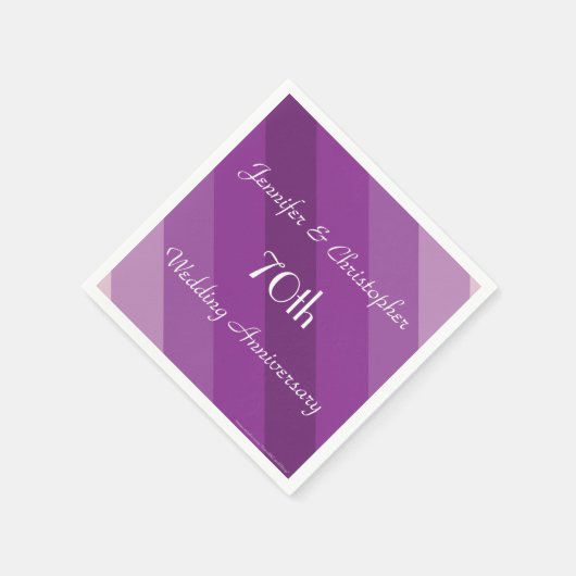 Lila gestrippte Napkins, 70. Hochzeitstag Serviette (Ecke)