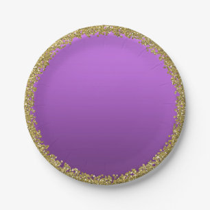Lila getauchte Gold Glitter Glamour Funkel Party Pappteller