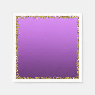 Lila getauchter Gold Glitter Glamour Funkel Party Serviette