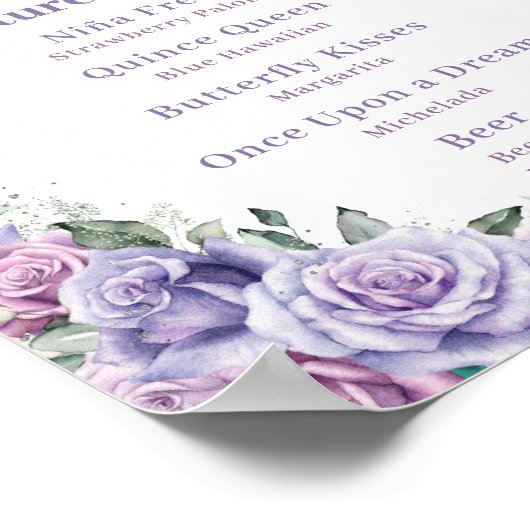 Lila Getränkemenü von Lavendel Quinceñera Poster (Ecke)