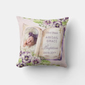 Lila gewebtes Foto Einzigartiges Taufen Keepake Kissen (Vorderseite)