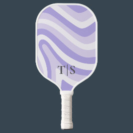 Lila gewellte Streifenmonogramm hübsch Pickleball Schläger