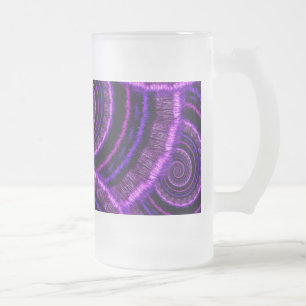 Lila gewundenes Fraktal-Kunst-Muster Mattglas Bierglas