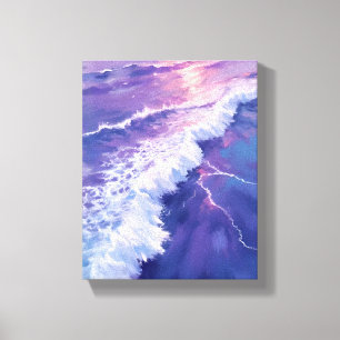 Lila Gezeiten Ozeanwellen Aquarellmalerei Leinwanddruck