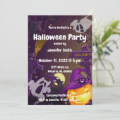 Lila Ghost oder Pumpkin Halloween-Party Einladung (Stehend Vorderseite)