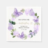 Lila gibt er mir Schmetterlinge Brautparty Serviette (Vorderseite)