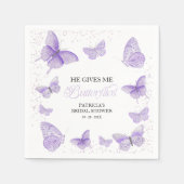 Lila gibt er mir Schmetterlinge Brautparty Serviette (Vorderseite)