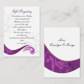 lila Gift-Registrierungskarten Begleitkarte (Vorne/Hinten)