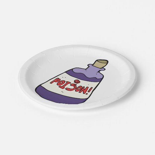 Lila Giftflasche Pappteller (Schrägansicht)