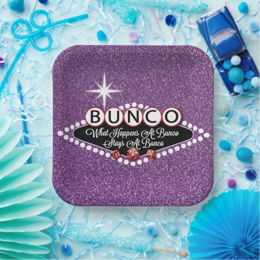 Lila Giltter, was in Bunco passiert Pappteller (Party)