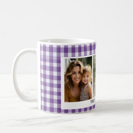 Lila Gingham 3 Foto Kaffeetasse (Links)