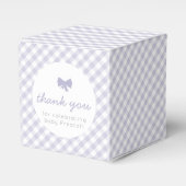Lila Gingham Baby Dusche Gefälligkeitsbox Geschenkschachtel (Vorderseite)