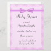 Lila Gingham Baby Shower Einladungen (Vorne/Hinten)