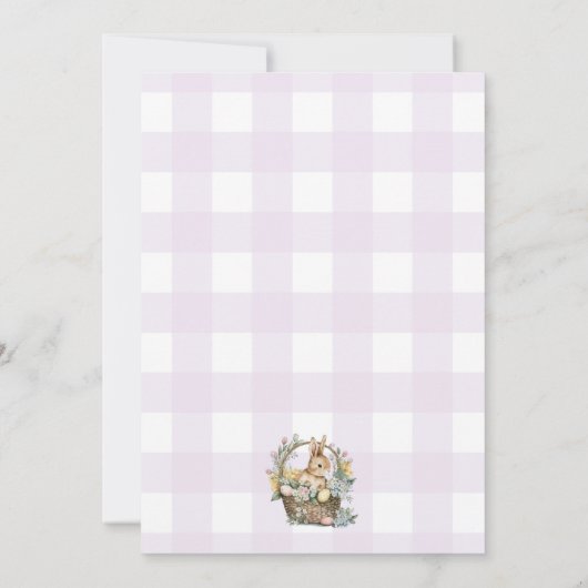 Lila Gingham Bunny Easter Egg Hunt Einladung (Rückseite)