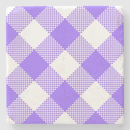 Lila Gingham Checked Square Untersetzer (Vorderseite)