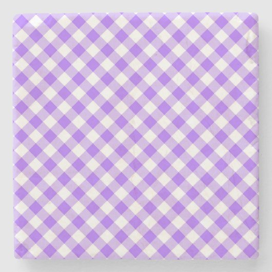 Lila Gingham Checked Square Untersetzer (Vorderseite)