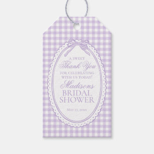 Lila Gingham Coquette Bogen Brautparty-Geschenke Geschenkanhänger
