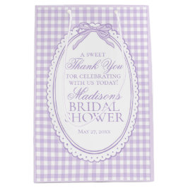 Lila Gingham Coquette Bogen Brautparty Geschenke Mittlere Geschenktüte