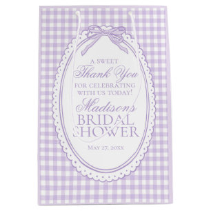 Lila Gingham Coquette Bogen Brautparty Geschenke Mittlere Geschenktüte